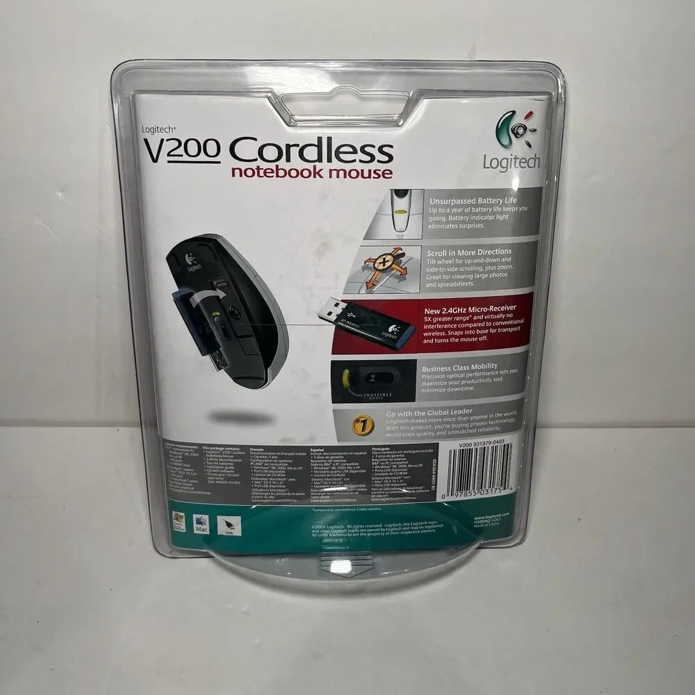 Logitech V200 Cordless Optical Mouse ~ Factory Sealed
